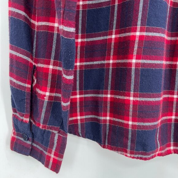 Michael Kors Plaid Studded Button Down Shirt Women’s Large Red Navy - Picture 6 of 10